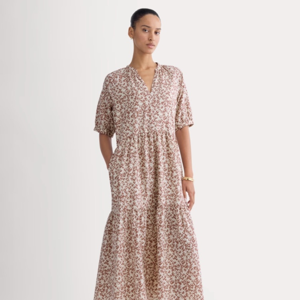 Everlane Brown Floral Long Sleeve Dress